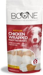 Boone Chicken Wrapped Knotted Medium Bones Dog Treats, 3 count
