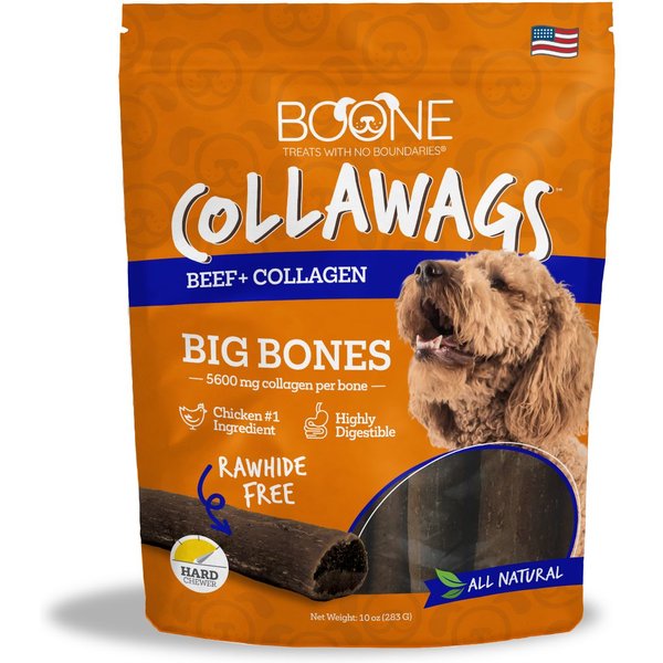 BOONE Collawags Large Bones Beef Flavor Dog Treats, 10oz bag