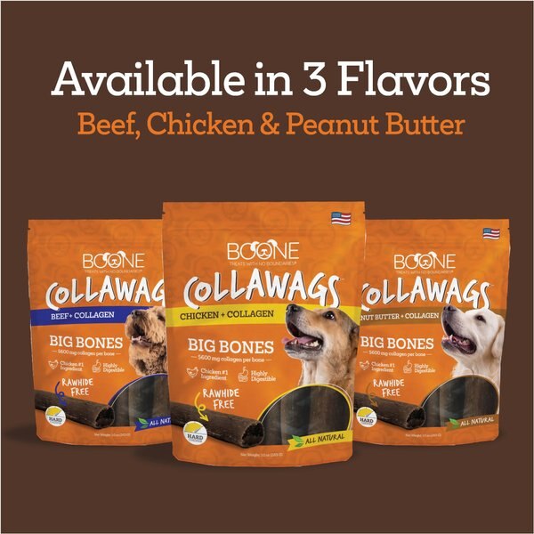 Boone Collawags Large Bones Peanut Butter Flavor Dog Treats, 10-oz bag