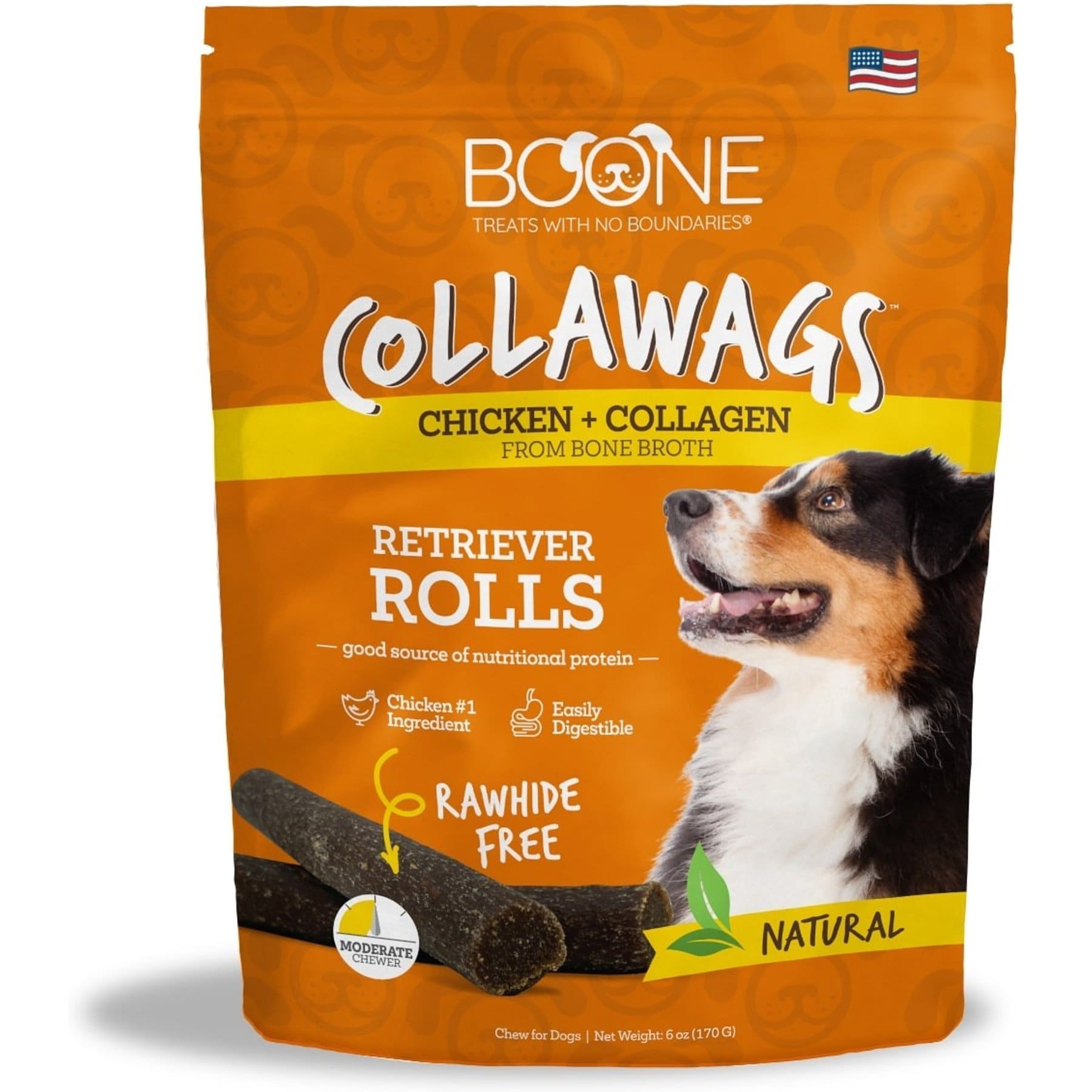 Boone Collawags Retriever Rolls Chicken Flavor Hard Chews Dog Treat, 6-oz bag