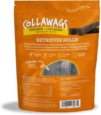 Show full view: Boone Collawags Retriever Rolls Chicken Flavor Hard Chews Dog Treat, 6-oz bag slide 3 of 10