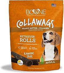 Boone Collawags Retriever Rolls Peanut Butter Flavor Hard Chews Dog Treat, 6-oz bag