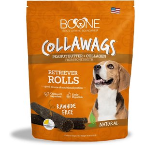 Boone Collawags Retriever Rolls Peanut Butter Flavor Hard Chews Dog Treat, 6-oz bag