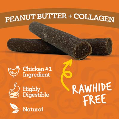 Show full view: Boone Collawags Retriever Rolls Peanut Butter Flavor Hard Chews Dog Treat, 6-oz bag slide 4 of 10