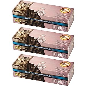 BOS Best Odor-Sealing Cat Litter Bags, Unscented, Large, 3 count