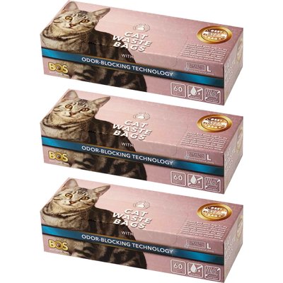 BOS BOS Best Odor-Sealing Cat Litter Bags, Unscented, Large, 3 count