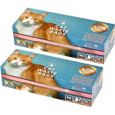 BOS BOS Best Odor-Sealing Cat Litter Bags, Unscented, Medium, 2 count