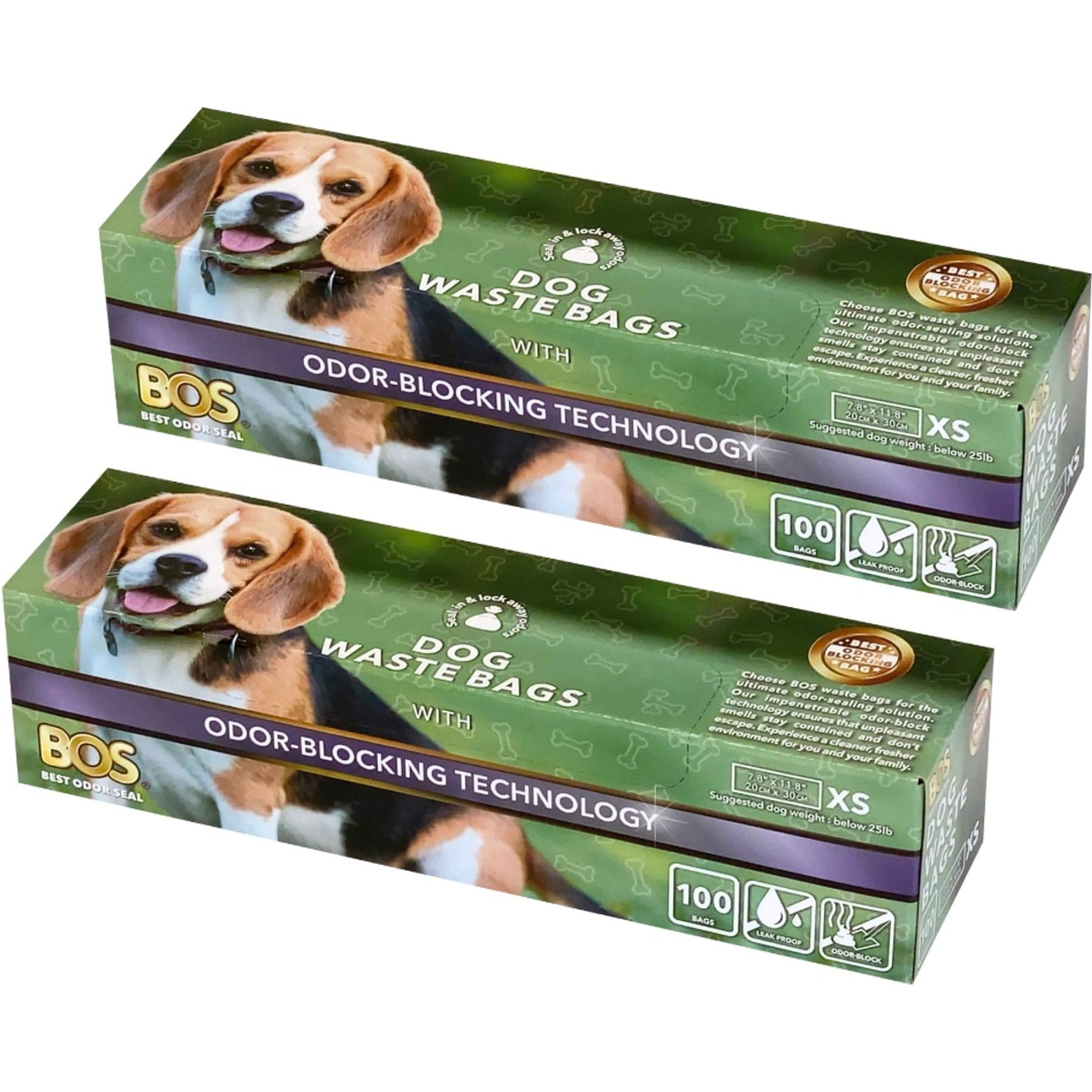 BOS Best Odor-Sealing Dog Poop Bags, Unscented, X-Small, 2 count