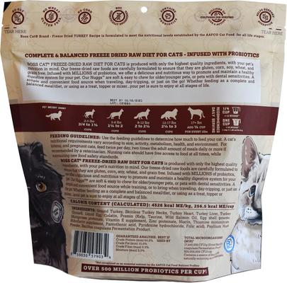 Show full view: Boss Cat Complete & Balanced Raw Diet Turkey Recipe Freeze-Dried Cat Food, 9-oz bag slide 3 of 8