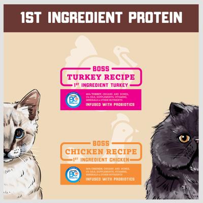 Show full view: Boss Cat Complete & Balanced Raw Diet Turkey Recipe Freeze-Dried Cat Food, 9-oz bag slide 6 of 8