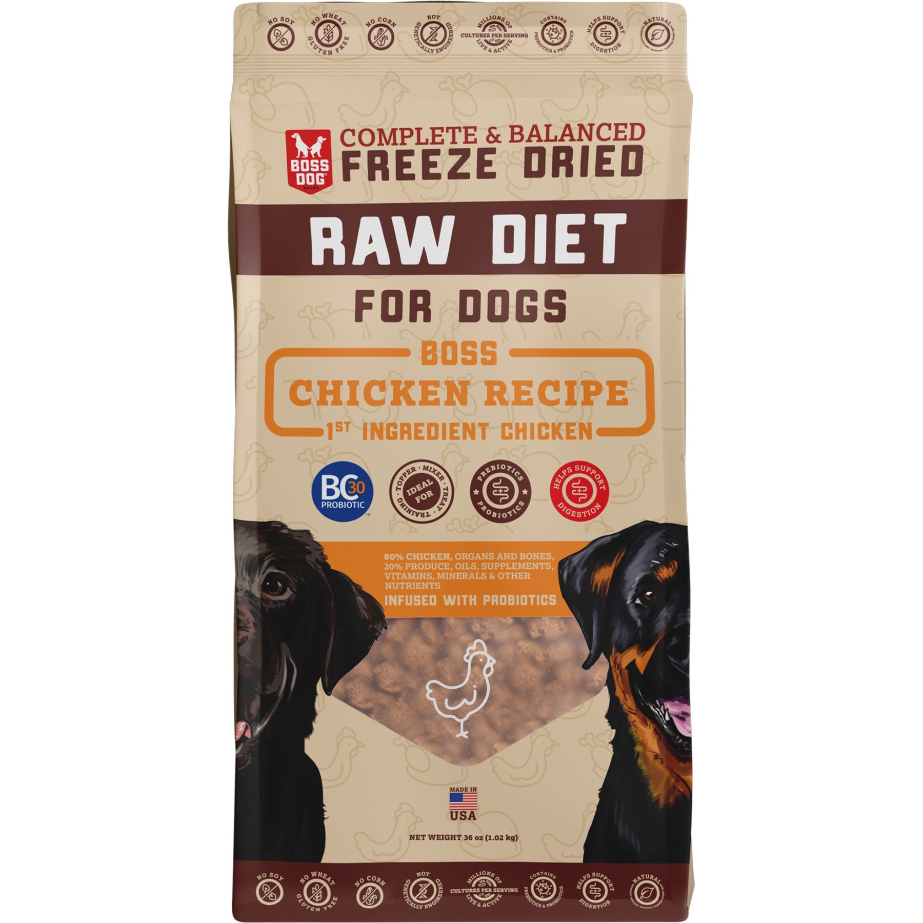 Boss Dog Chicken Recipe Freeze-Dried Dog Food, 36-oz pouch