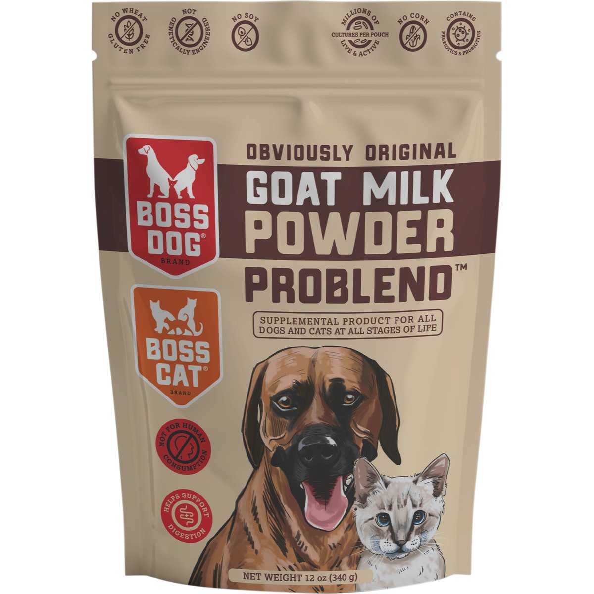 Boss Dog Goat Milk Powder Problend Dog & Cat Food Topper, 12-oz pouch
