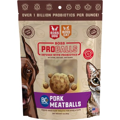 Boss Dog Boss Dog Proballs Raw Meatball Pork Freeze-Dried Dog Treats, 3-oz pouch