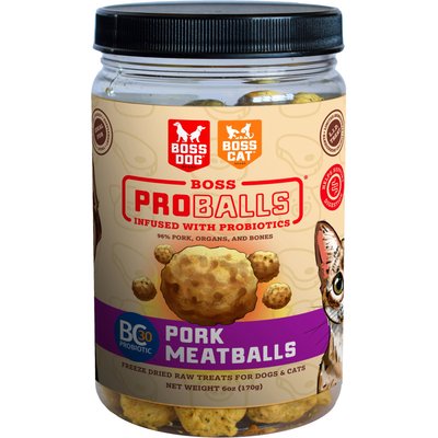 Boss Dog Boss Dog Proballs Raw Meatball Pork Freeze-Dried Dog Treats, 6-oz pouch