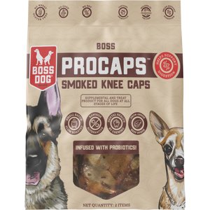 Boss Dog Smoked Knee Caps with Probiotics Dental Dog Treats, 2 count
