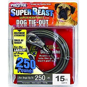 Boss Pet Prestige Dog Tie-Out, Super Beast, Black, 15-ft