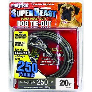 Boss Pet Prestige Dog Tie-Out, Super Beast, Black, 20-ft