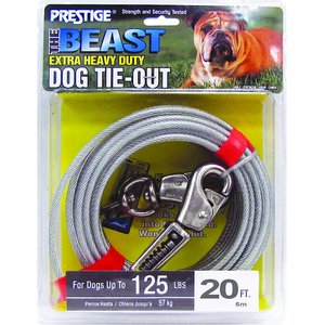 Boss Pet Prestige Dog Tie-Out with Spring, Beast, Silver, 20-ft