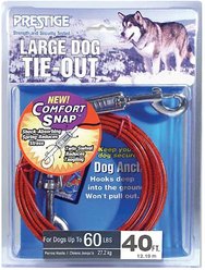 Boss Pet Prestige Dog Tie-Out with Spring, Large, Red, 40-ft