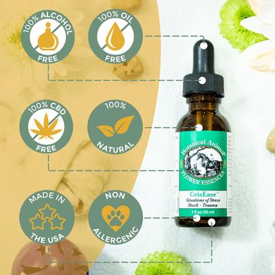 Show full view: Botanical Animal Flower Essences CrisEase Calming Pet Supplement, 1-fl oz bottle slide 4 of 7