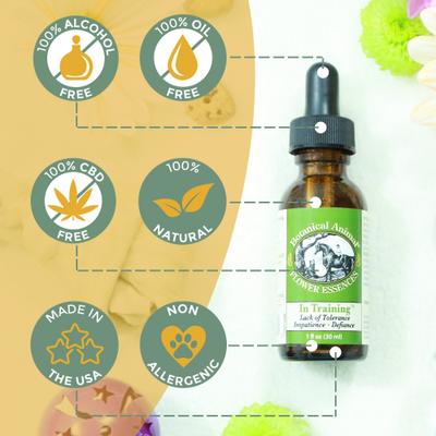 Show full view: Botanical Animal Flower Essences In Training Calming Pet Supplement, 1-fl oz bottle slide 4 of 7