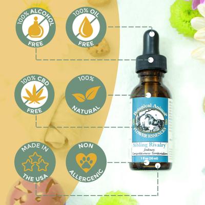 Show full view: Botanical Animal Flower Essences Sibling Rivalry Calming Pet Supplement, 1-fl oz bottle slide 4 of 8