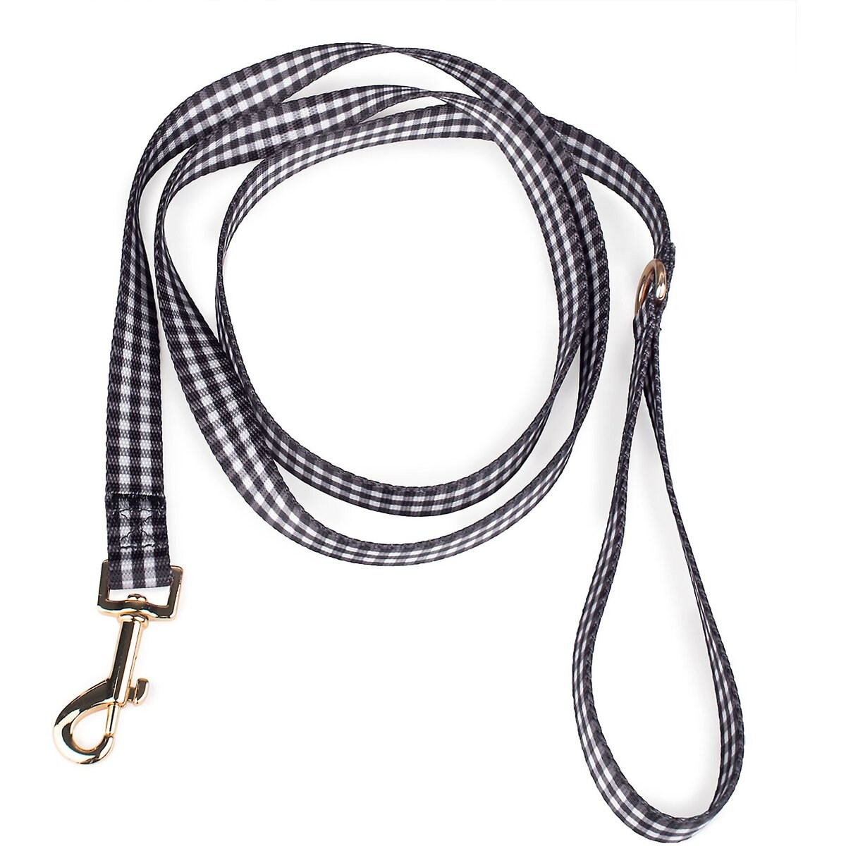 Boulevard Gingham Dog Leash, Black, Large