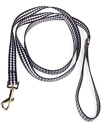 Boulevard Gingham Dog Leash, Black, Small/Medium