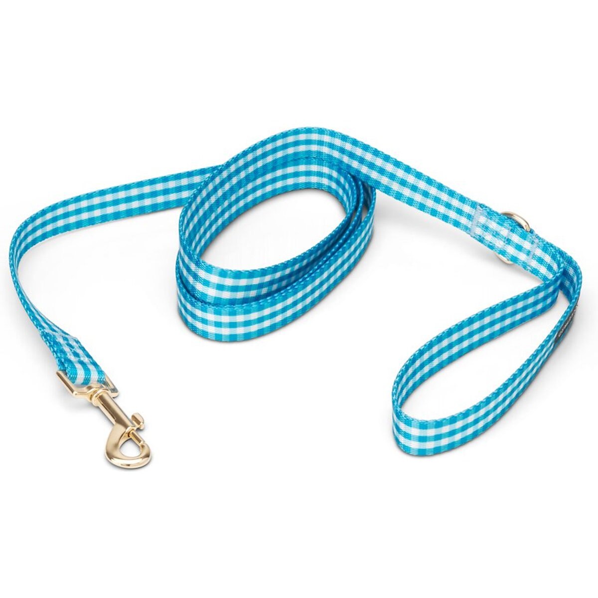 Boulevard Gingham Dog Leash, Large, Sky Blue