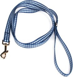 Boulevard Gingham Dog Leash, Navy, Large