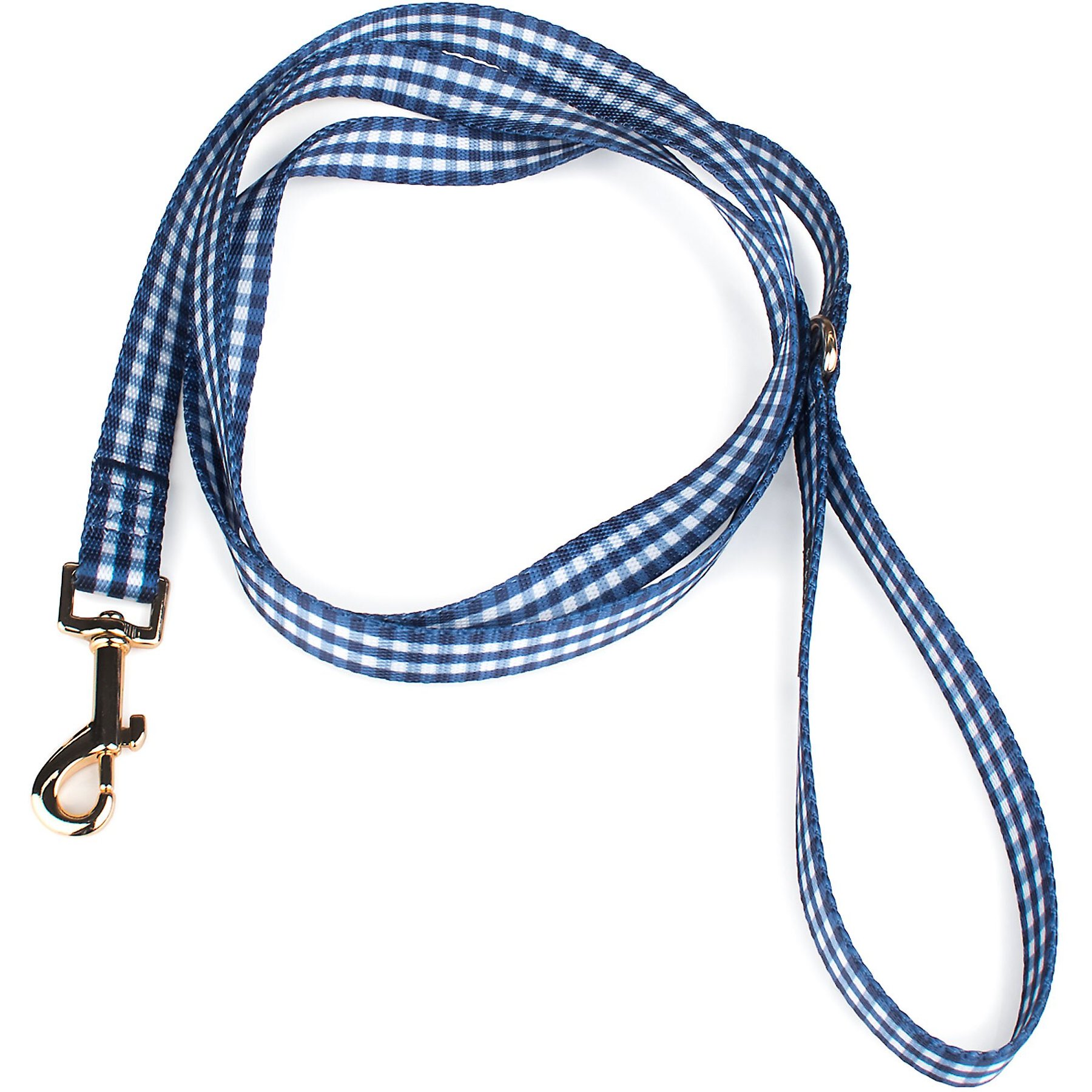 Boulevard Gingham Dog Leash, Navy, Small/Medium