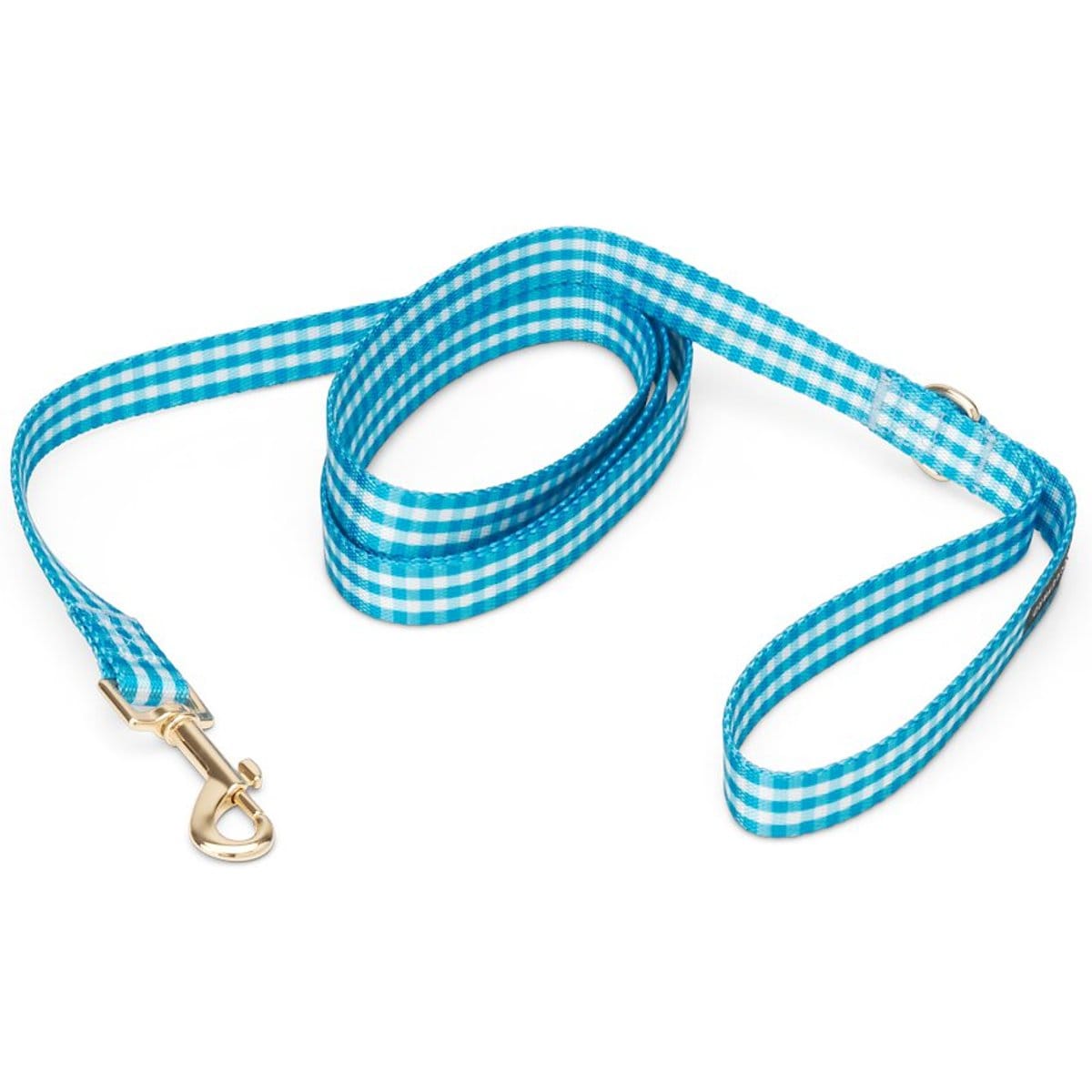 Boulevard Gingham Dog Leash, Small/Medium, Sky Blue