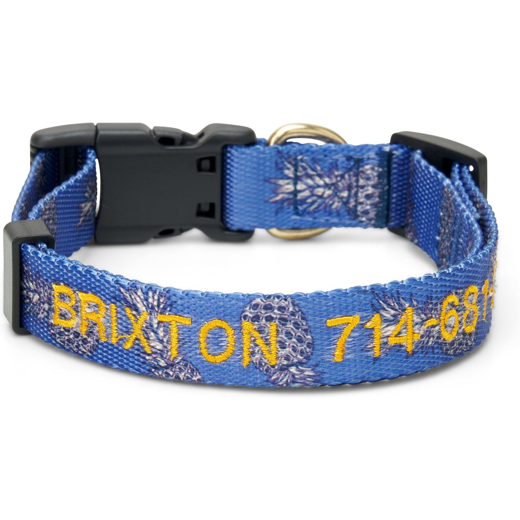 Boulevard Personalized Aloha Dog Collar, Navy, Small