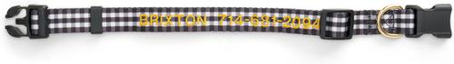Show full view: Boulevard Personalized Gingham Dog Collar, Black, Small slide 2 of 5