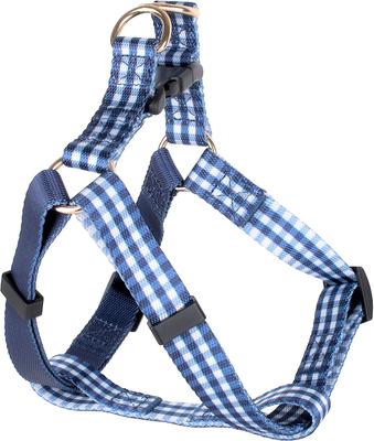 Show full view: Boulevard Personalized Gingham Dog Harness, Navy, Large slide 2 of 6