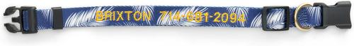 Show full view: Boulevard Personalized Palm Dog Collar, Palm Navy, Small slide 2 of 5