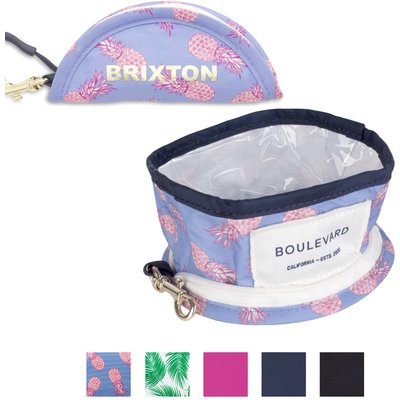 Boulevard Boulevard Travel Personalized Dog Bowl, Aloha Pink, Small
