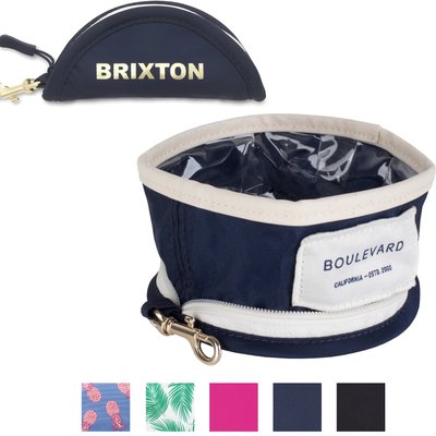 Boulevard Boulevard Travel Personalized Dog Bowl, Navy, Small