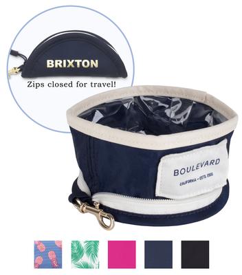 Show full view: Boulevard Travel Personalized Dog Bowl, Navy, Small slide 2 of 6