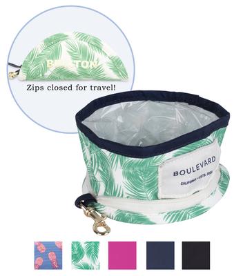 Show full view: Boulevard Travel Personalized Dog Bowl, Palm Green, Large slide 2 of 5