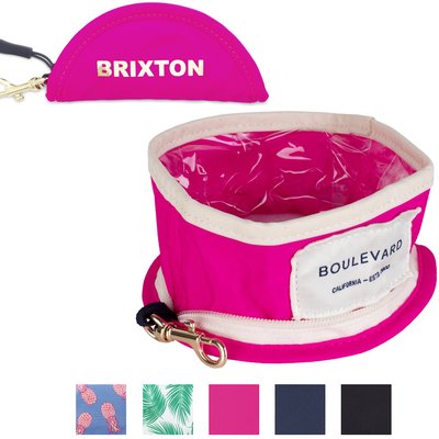 Boulevard Boulevard Travel Personalized Dog Bowl, Pink, Small