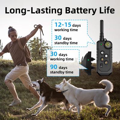 Show full view: Bousnic 1000ft Dog Training Collar Electric Rechargeable Waterproof Dog Shock Collar with Remote for Small, Medium & Large Dog, Black, 2 count slide 7 of 8