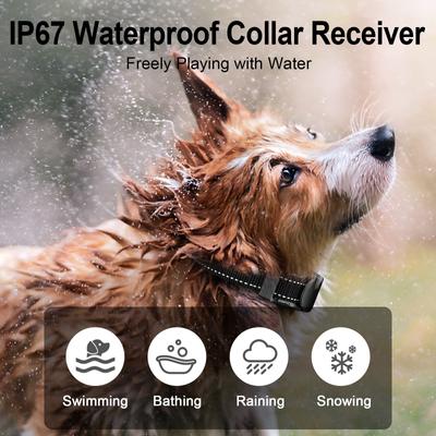 Show full view: Bousnic 1000ft Dog Training Collar Electric Rechargeable Waterproof Dog Shock Collar with Remote for Small, Medium & Large Dog, Black, 2 count slide 3 of 8