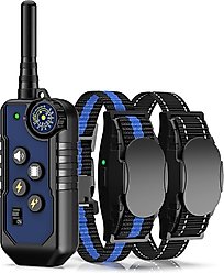 Bousnic 1000ft Dog Training Collar Electric Rechargeable Waterproof Dog Shock Collar with Remote for Small, Medium & Large Dog, Blue, 2 count