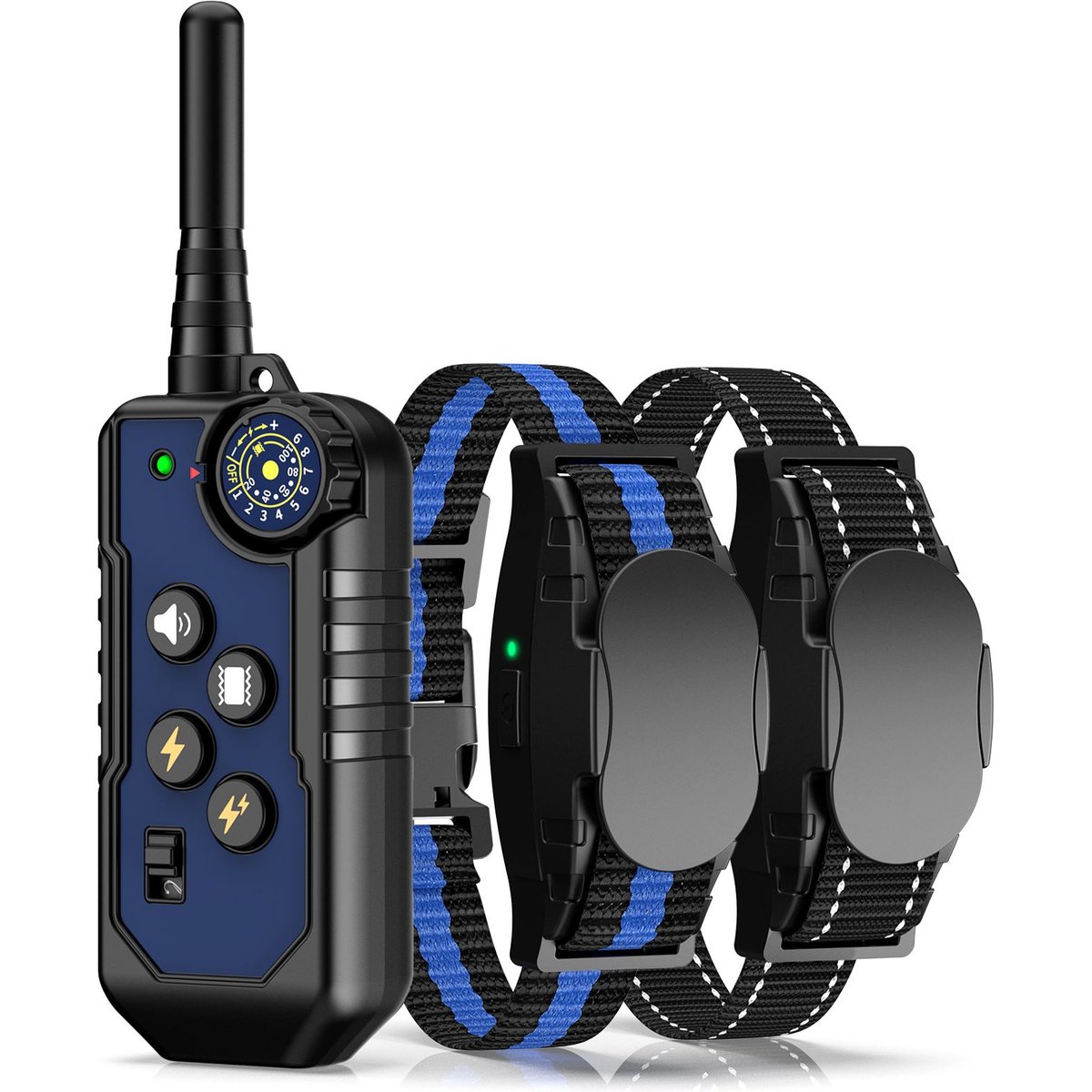 Bousnic 1000ft Dog Training Collar Electric Rechargeable Waterproof Dog Shock Collar with Remote for Small, Medium & Large Dog, Blue, 2 count