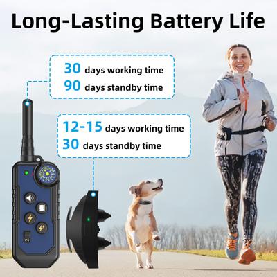 Show full view: Bousnic 1000ft Dog Training Collar Electric Rechargeable Waterproof Dog Shock Collar with Remote for Small, Medium & Large Dog, Blue, 2 count slide 8 of 9