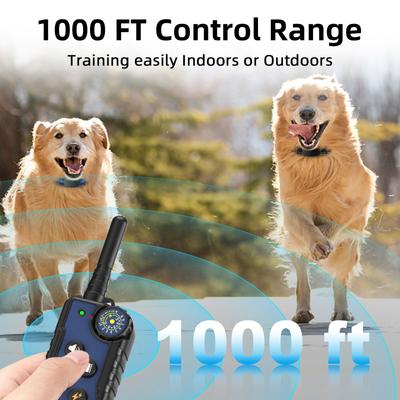 Show full view: Bousnic 1000ft Dog Training Collar Electric Rechargeable Waterproof Dog Shock Collar with Remote for Small, Medium & Large Dog, Blue, 2 count slide 4 of 9