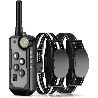 Bousnic Bousnic 1000ft Dog Training Collar Electric Rechargeable Waterproof Dog Shock Collar with Remote for Small, Medium & Large Dog, Grey, 2 count