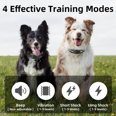 Show full view: Bousnic 1000ft Dog Training Collar Electric Rechargeable Waterproof Dog Shock Collar with Remote for Small, Medium & Large Dog, Grey, 2 count slide 2 of 8