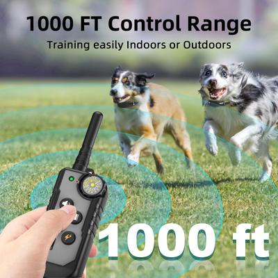 Show full view: Bousnic 1000ft Dog Training Collar Electric Rechargeable Waterproof Dog Shock Collar with Remote for Small, Medium & Large Dog, Grey, 2 count slide 4 of 8